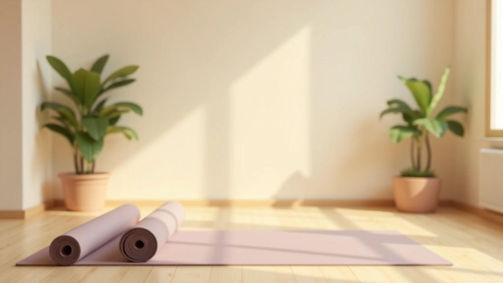 Ambiente accogliente con cuscini e tappetino yoga per esercizi di rilassamento