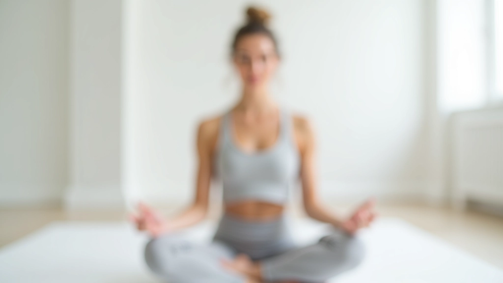 Donna seduta in posizione yoga consapevole su tappetino bianco con luce naturale da finestra, ambiente tranquillo