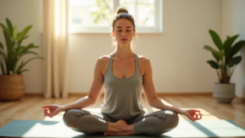 Persona che pratica meditazione seduta in posizione di loto in uno spazio tranquillo illuminato dalla luce naturale